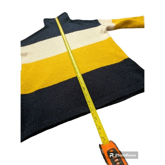 C & C California Women's Knit Wool blend Long Sleeve Turtleneck Sweater Striped - Picture 11 of 13